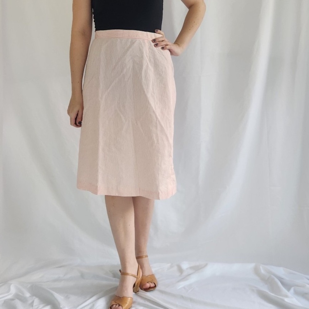 60s/70s‎ Home Made Pink and awhite Striped Skirt